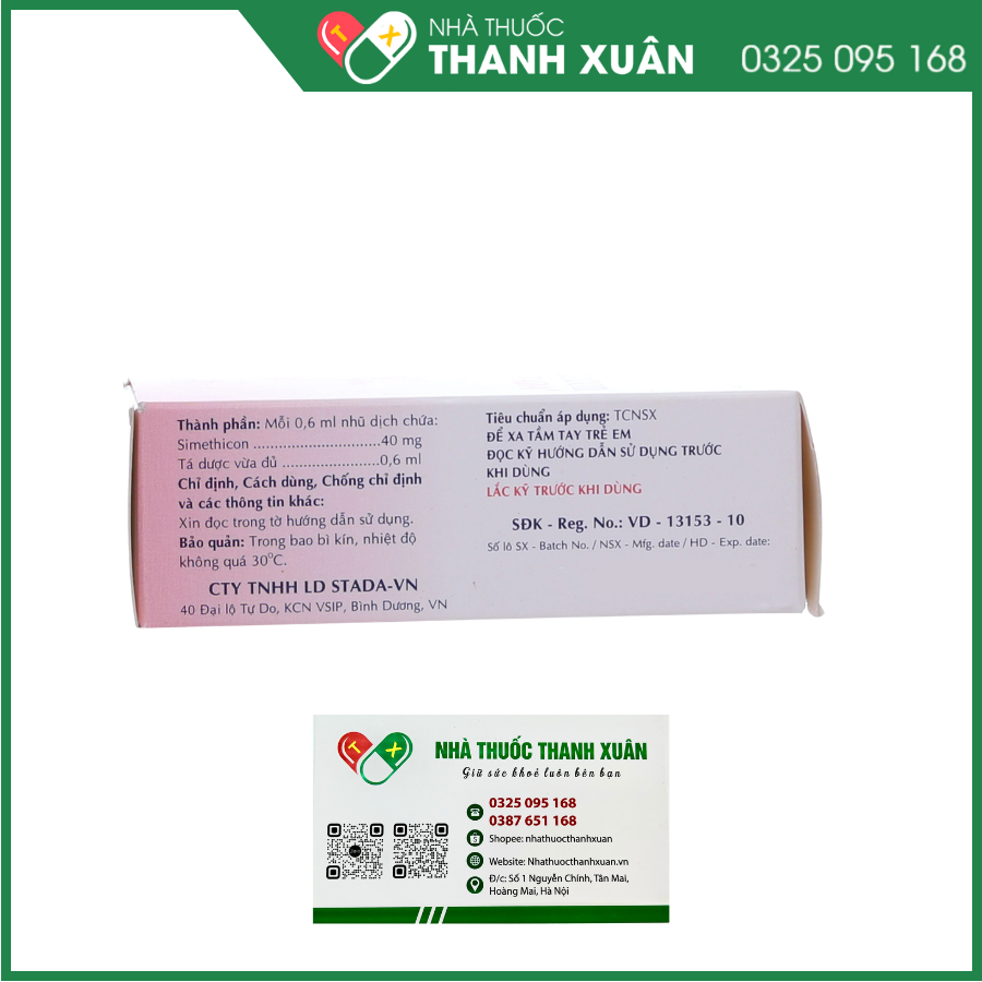 Hỗn dịch Simethicon STADA giảm đầy hơi khó chịu ở bụng